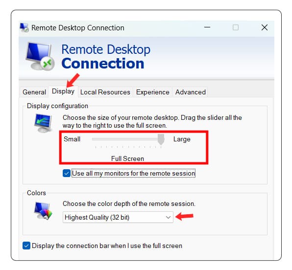 Adjust Remote Desktop Resolution